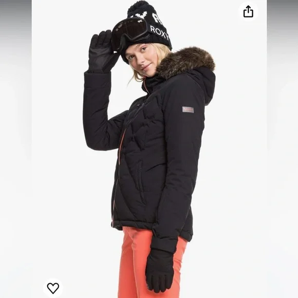 Roxy Breeze Snow Jacket True Black/ Melon XG (US 14) DryFlight NWOT - Picture 2 of 8